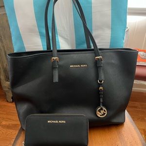 Michael Kors Large black tote with matching wallet